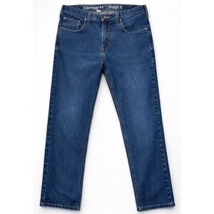 Carhartt Mens 33x30 Rugged Flex Straight Fit‎ Dark Wash Stretch Jeans Workwear
